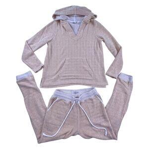 Faherty White Water Sweatshirt Hoodie & Sweatpants Set, Size Medium